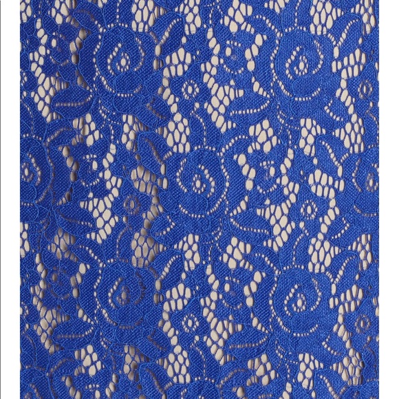 Eliza J Cap Sleeve Blue Lace Sheath Dress - Picture 4 of 5